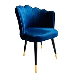 PP CHAIR Velvet Blue Multipurpose Chair with Leather Cushion Plastic-47