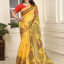 Anouk Kalamkari Zari Linen Blend Saree-image-47