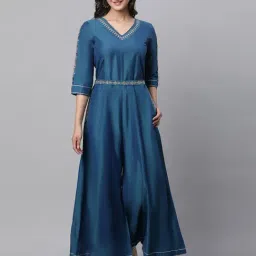 Aurelia Blue Embroidered Jumpsuit-image-29