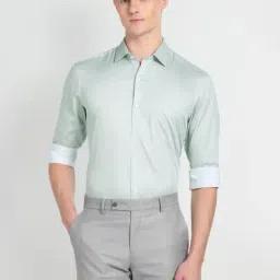 Arrow Green Cotton Slim Fit Printed Shirt-picture-48