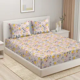 HOSTA HOMES Pink Cotton 280 TC King Bedsheet with 2 Pillow Covers-image-27