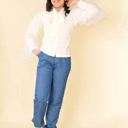 LilPicks Kids White & Blue Solid Full Sleeves Top with Pants-image-62
