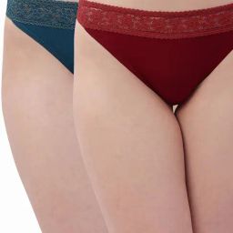 Soie Teal & Maroon Lace Thongs - Pack of 2-19