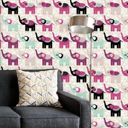 ArtzFolio Printed UV-Resistant Anti-Bacterial Elephants And Flowers Peel & Stick Wallpaper-image-69