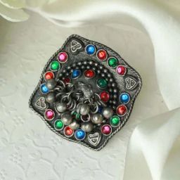 Aatmana Multicolored Afghani Carved Adjustable Handcrafted Finger Ring for Women-21