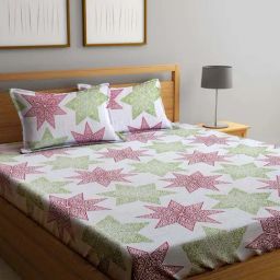 Klotthe Multicolor Cotton Blend 300 TC Double Bedsheet With 2 Pillow Covers-image-51