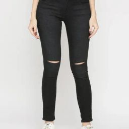 Spykar Black Cotton Distressed Mid Rise Jeans-image-25