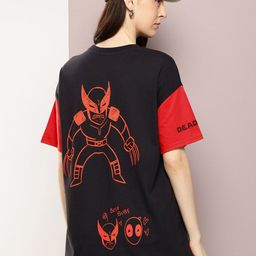 Kook N Keech Marvel Deadpool Colourblocked Drop-Shoulder Sleeves T-shirt-image-90