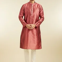 Diwas by Manyavar Ethnic Motifs Embroidered Mandarin Collar Sequinned Straight Kurta-picture-32