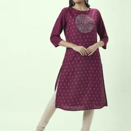 Rangmanch by Pantaloons Purple Printed Straight Kurta-image-18