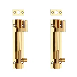 Screw Tight 2 Inch Brass Necked Polished Finish Barrel Bolt B021901PBL-2 (Pack of 2)-image-1