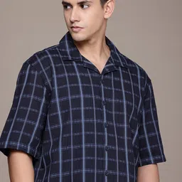 FCUK Pure Cotton Checked Relaxed Fit Casual Shirt-image-10