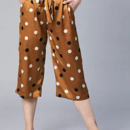 Oxolloxo Brown Satin Polka Dot Capris-image-54