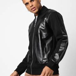Campus Sutra Black Cotton Regular Fit Bomber Jacket-23