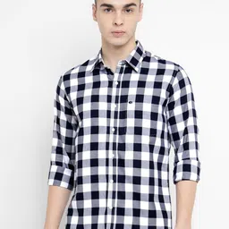 Allen Cooper Men Slim Fit Gingham Checks Opaque Checked Casual Shirt-image-54