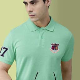 ADORATE Men Polo Collar Applique T-shirt-image-88