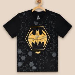 Kidsville Black & Yellow Cotton Printed Batman T-Shirt-image-43
