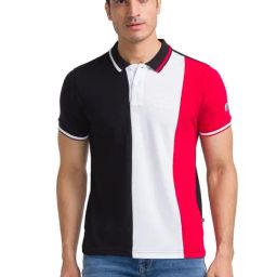 Parx Black & Red Cotton Regular Fit Colour- Block Polo T-Shirt-image-45