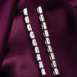 GIVA 92.5 Sterling Silver Line of Zircon Drop Earrings for Women-image-9