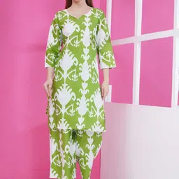 LABEL KASHI Women Ethnic Motifs Printed Cotton Kurta with Trousers-image-63