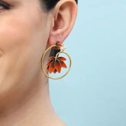 Biba Orange Brass Stud Earrings-image-15