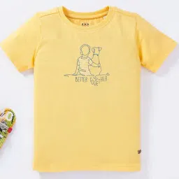 Ed-a-Mamma Kids Yellow Cotton Printed T-Shirt-picture-43