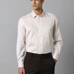 Luxure By Louis Philippe Beige Cotton Regular Fit Shirt-image-63
