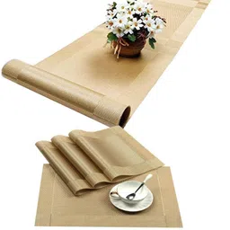 Baskety 5Pc Yellow Heat Resistant Placemats & Table Runner Set-40