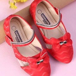 Cute Walk by Babyhug Sandals Bow Applique- Red-image-39