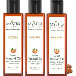 Mystiq Living Sweet Almond Oil Combo Cold Pressed Face Skin & Hair Oil for Baby & Kids 100 ml Pack Of 3 - 100 ml Each-image-5