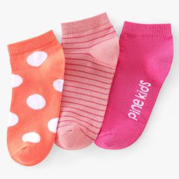 Pine Kids Ankle Length Printed Socks Striped Pack of 3 - Orange & Pink-image-108