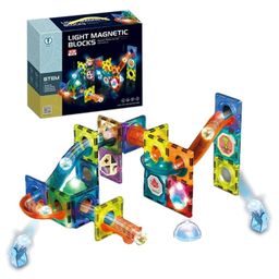 Negocio 3 D Magical Magnetic Construction Stem & Steam Light Marble Run Blocks & Race Track for Kids - 49 Pieces (color May Vary)-57