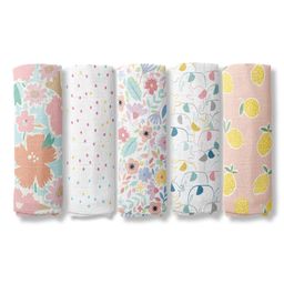 haus & kinder Eleflora Collection 100% Cotton Muslin Swaddle Pack Of  5 - Multicolor-image-38