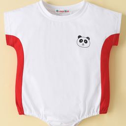 Kookie Kids Half Sleeves Onesie Panda Print- White-image-51