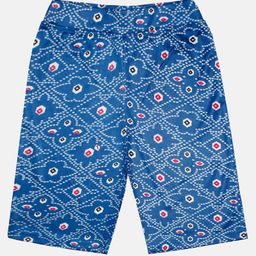 Kiddopanti Bandhej Design Printed Cycling Shorts - Royal Blue-image-62
