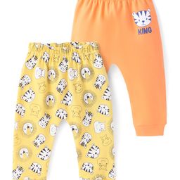 Doodle Poodle Cotton Full Length Diaper Leggings  Tiger Print Pack of 2 - Sunny Lime & Papaya Orange-image-45