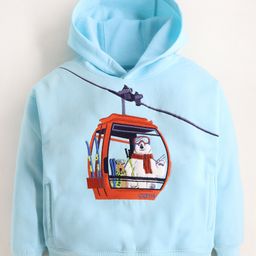 Cherry Crumble By Nitt Hyman Full Sleeves Polar Bear Embroidered Hooded Sweatshirt - Sky Blue-picture-5