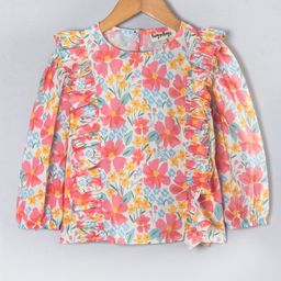 Hugsntugs Cotton Full Sleeves Floral Printed Top - Pink-image-95