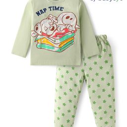 Babyoye Disney Single Jersey Knit Full Sleeves Night Suit With 101 Dalmatians Graphics - Olive Green-image-24