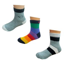 Zikku Cotton Pack Of 3 Bear Designed & Colour Blocked Socks - Multi Colour-image-24