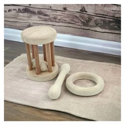 neemtoys Combo of Neem Wooden Tumbler Rattle & Teethers of Shapes - Dumbbell & Ring-13