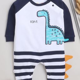 BUMZEE Interlock Woven Full Raglan SleevesDinosaur Printed Romper - Navy Blue-image-59