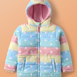 Pine Kids Woven Full Sleeves Hooded Padded Jacket With Star Print - Multicolor-image-22