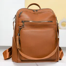 SYGA Women Soft Backpack Breathable Daily Bag with Neat Stitching & Interior Pockets(Brown)-picture-0