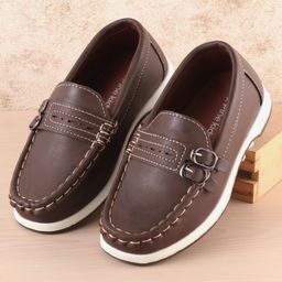 Pine Kids Slip On Formal Loafer Shoes - Brown-picture-14