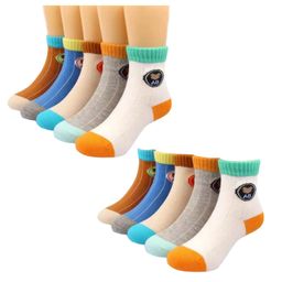 Bembika Cotton Pack Of 5 Colour Blocked Anti Skid Socks - Multi Colour-image-59