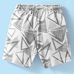 Evimo Single Jersey Knit Above Knee Length Shorts With Abstract Triangles Print - Light Grey image 2