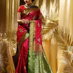 KAYOMMI Woven Design Zari Satin Banarasi Saree-picture-20