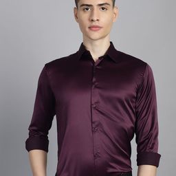 Majestic Man Men Club Spread Collar Solid Slim Fit Formal Shirt-image-71