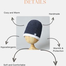 Funkrafts Pack Of 3 Woollen Self Designed & Striped Beanie Caps - Multi Colour image 3